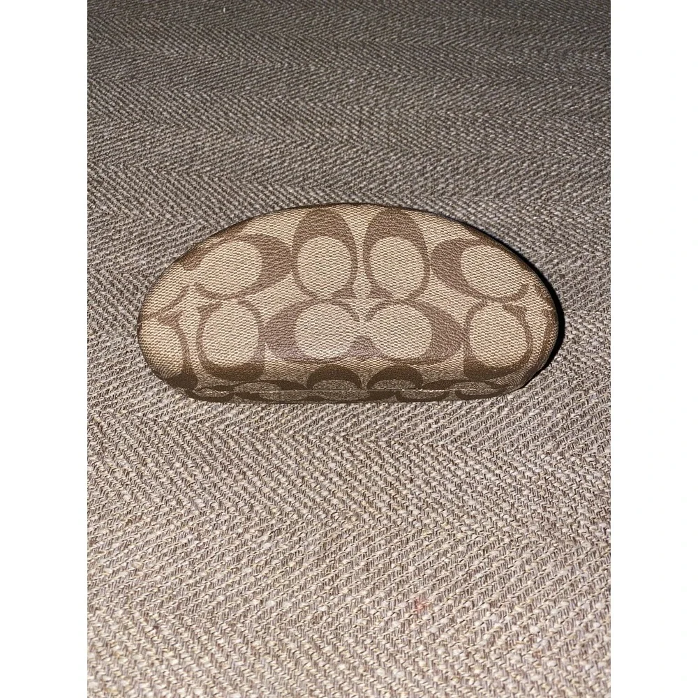 Used COACH‎ Signature Tan Brown Hard Clam Shell Eye Glasses Sunglasses Case Only
